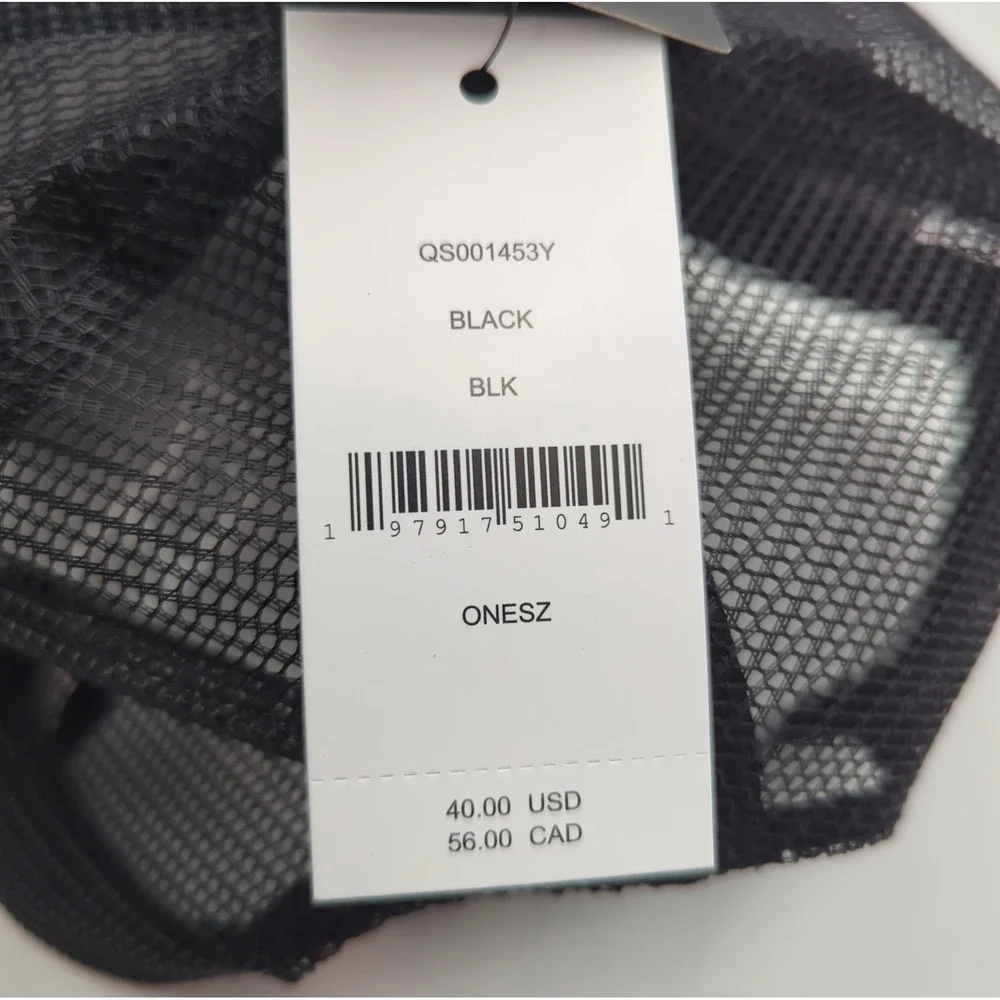 Quiksilver Black Trucker Hat Mountain‎ Palm Leather Patch Snapback QS001453Y NEW